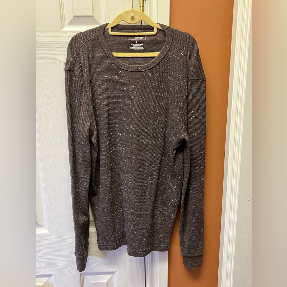 COPY - Sonoma Men’s Brown Waffle Long Sleeve Shirt. Size Large. Like New!